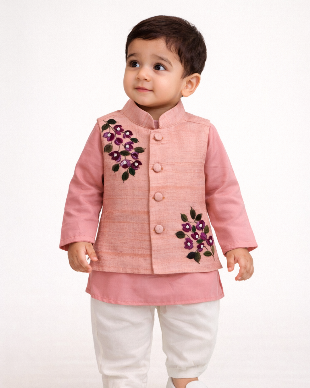 Handpainted Pink Kurta Pyjama Set