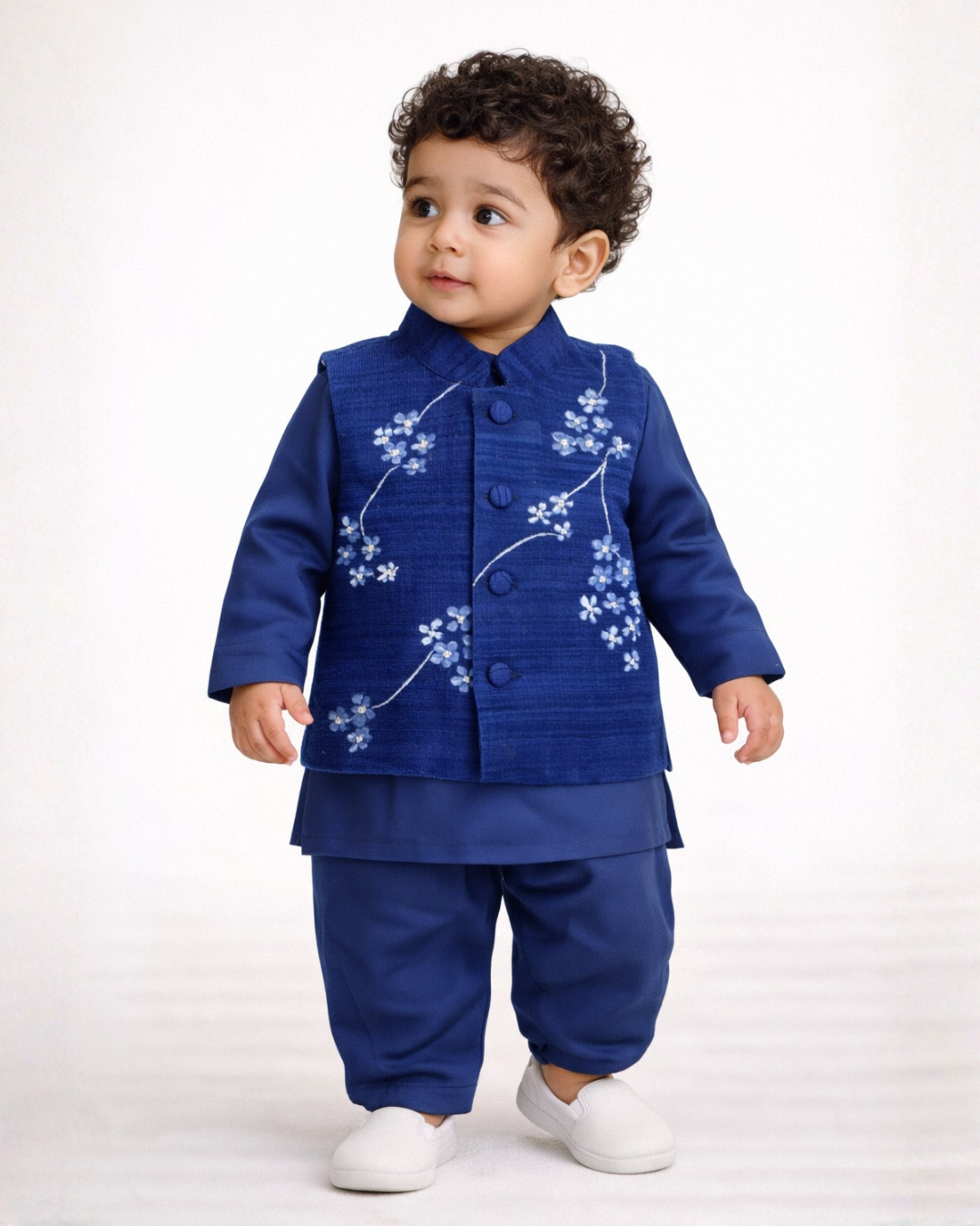 Handpainted Dark Blue Kurta Set