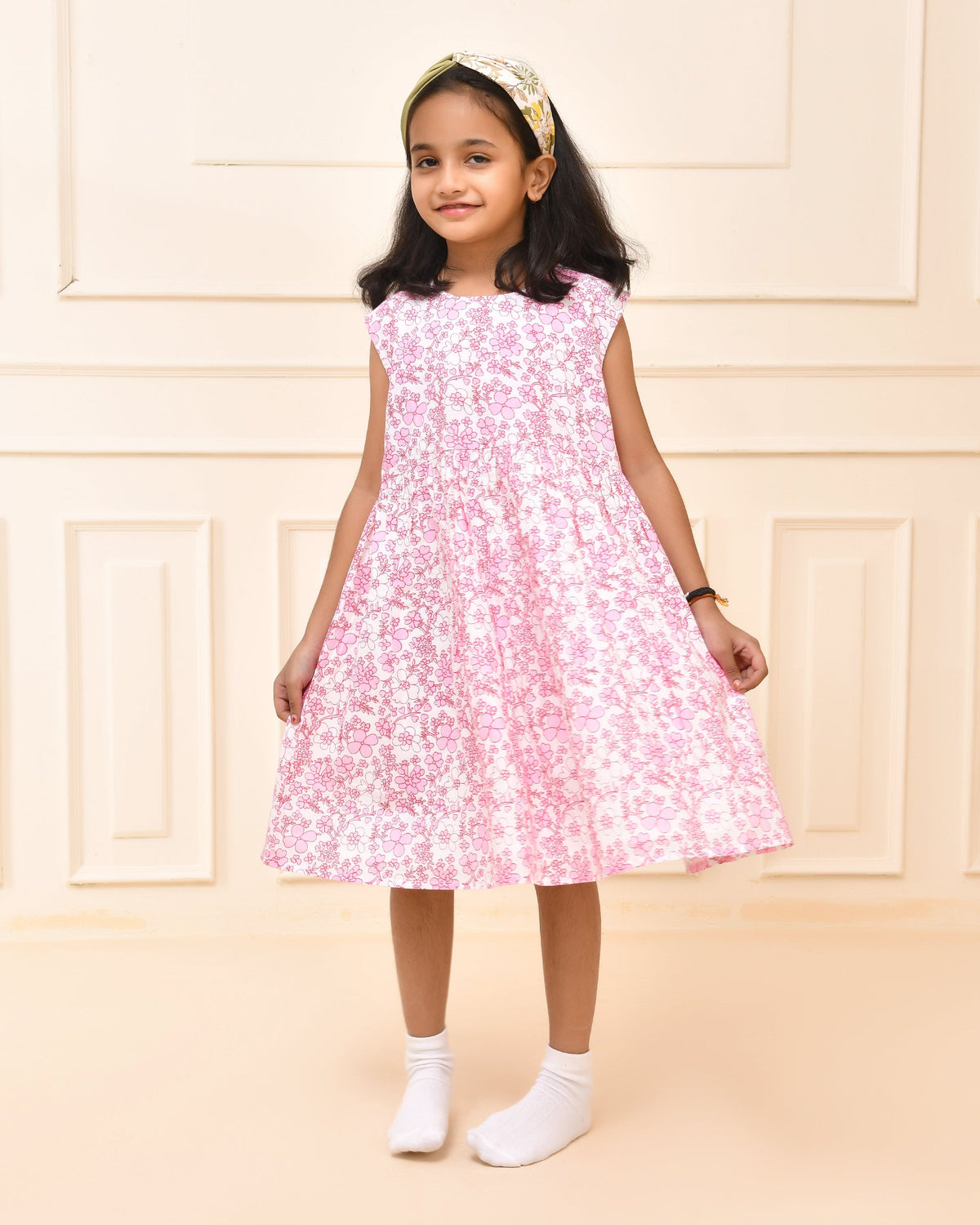 Pink Floral A- Line Dress
