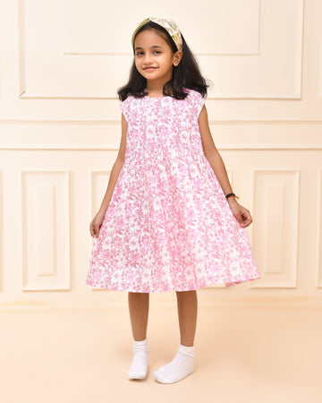 Pink Floral A- Line Dress