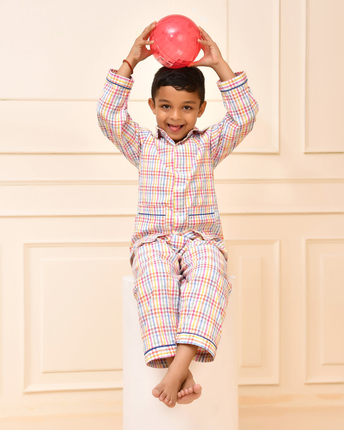 Multicolor striped Boys Night Suit