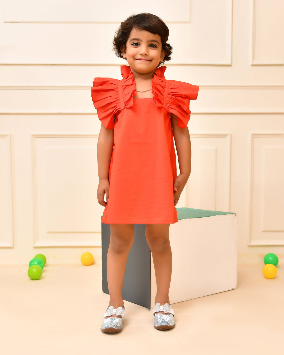 Coral Frill  A-Line Dress