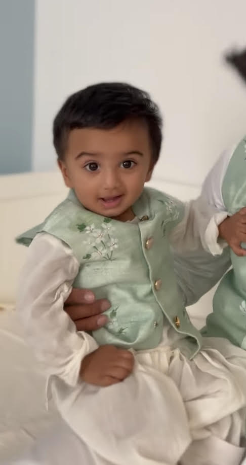 Handpainted Green Kurta Pyjama