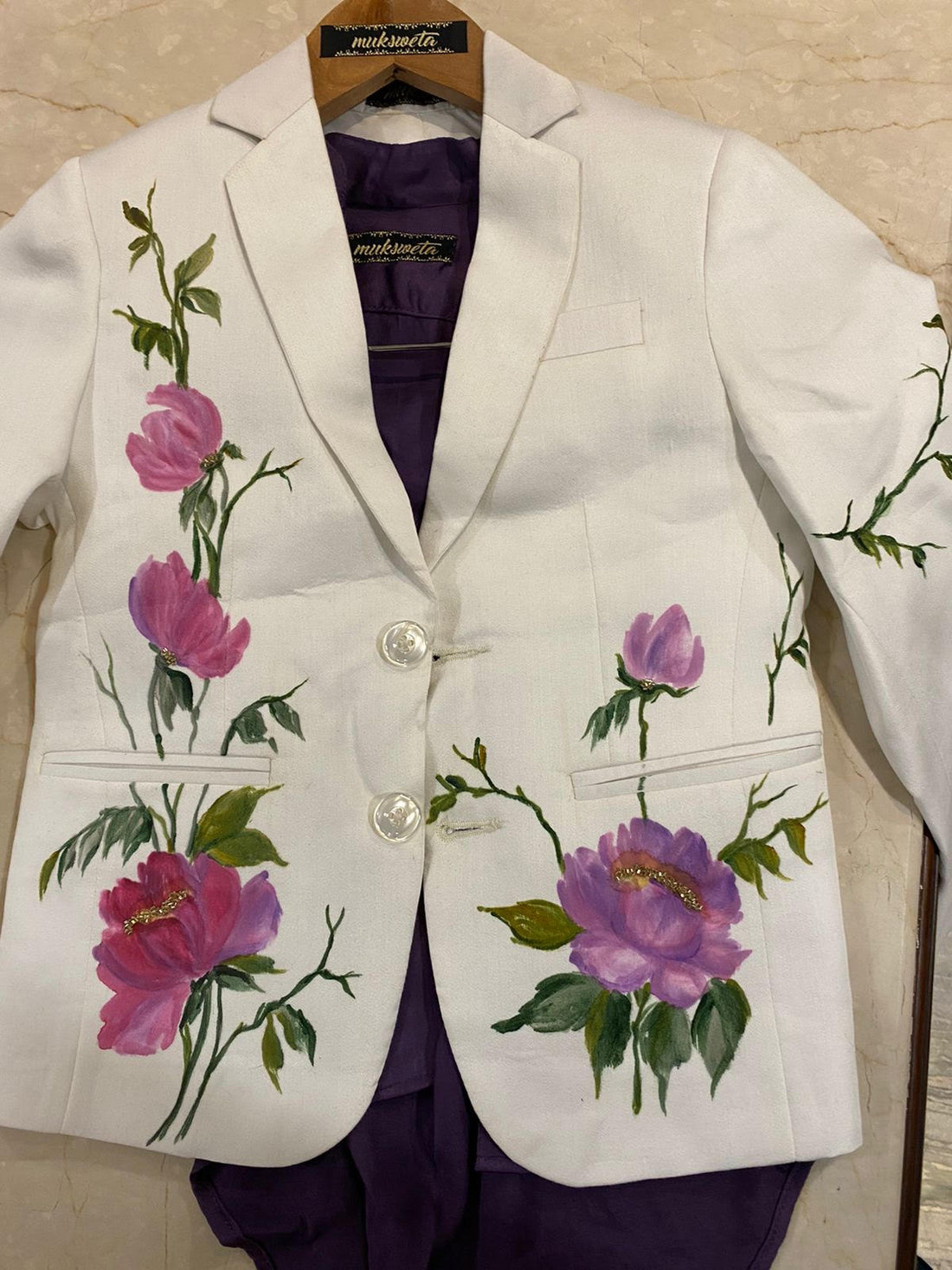Handpainted Off White Blazer Shirt